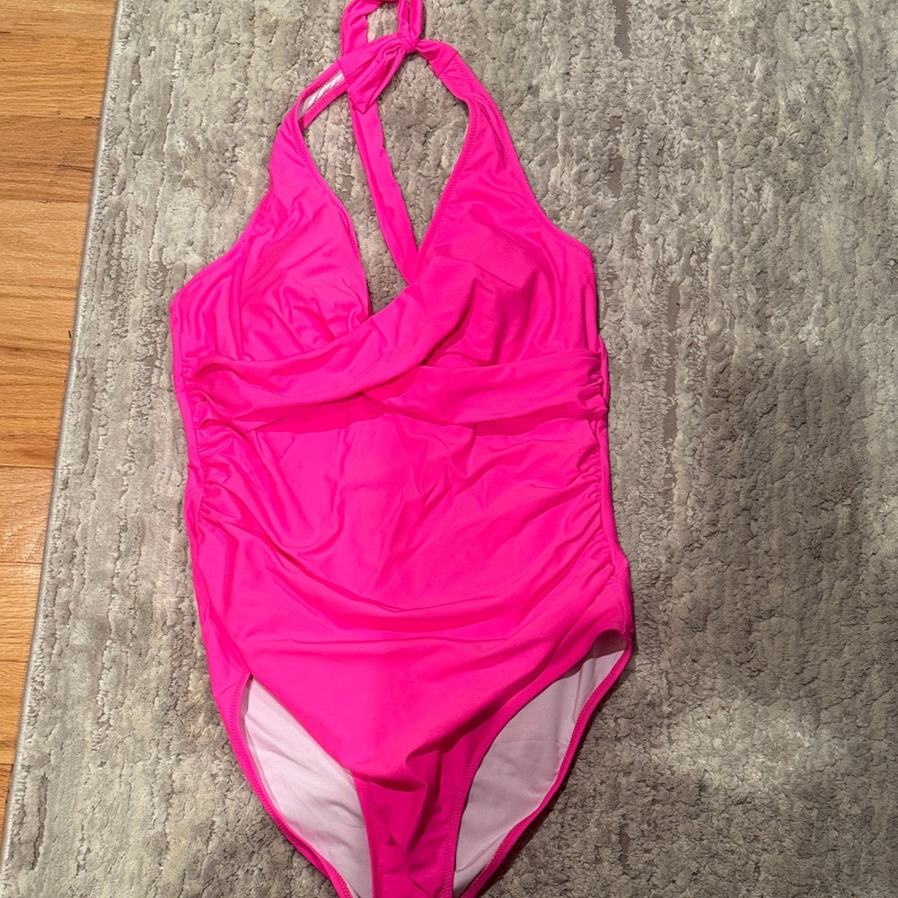 Vibrant Pink Halter Swimsuit